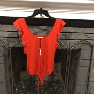 Little Black Bodysuit Burnt Orange Bodysuit